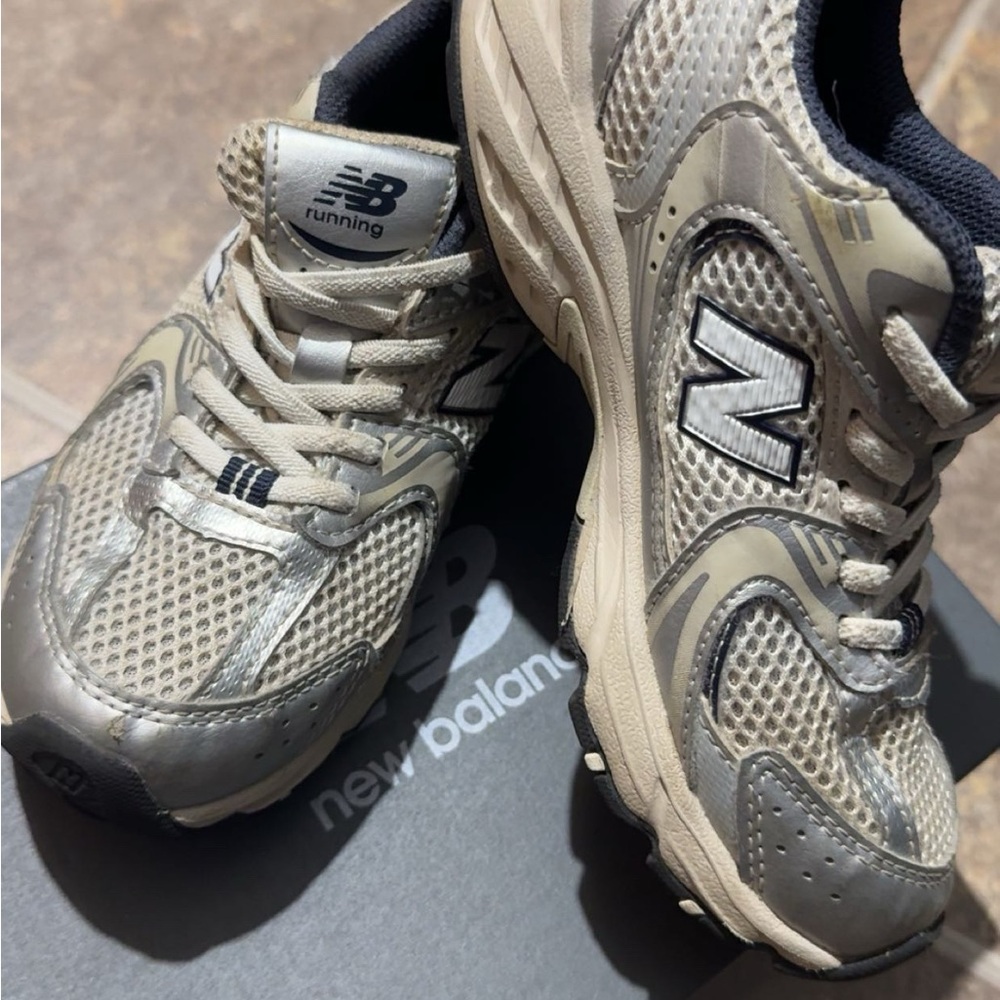 New Balance Cream and Gray Running Shoes